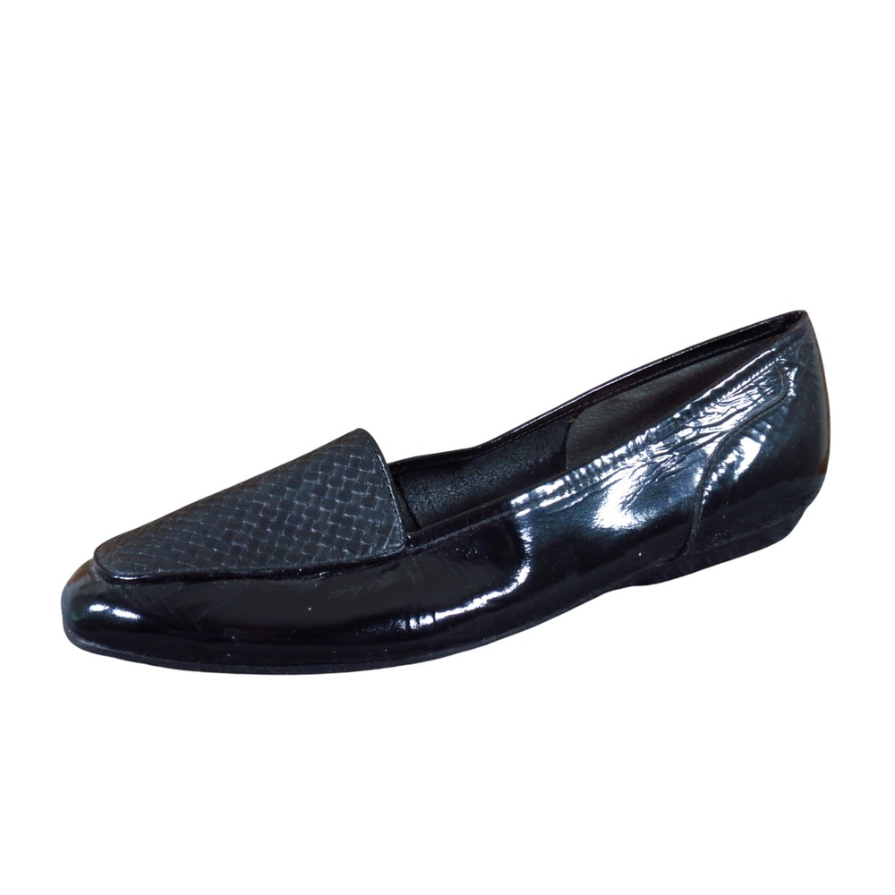 Enzo Angiolini Justice Womens Flat 8.5 M Dress Work Black Patent Woven Leather